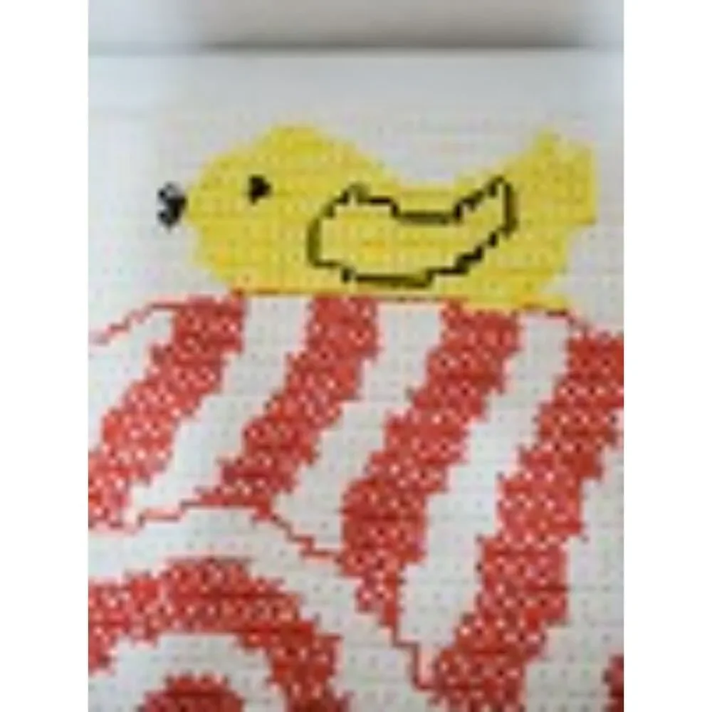 Handcrafted Cat & Bird Baby Wall Hanging | Vintage Crochet & Cross Stitch